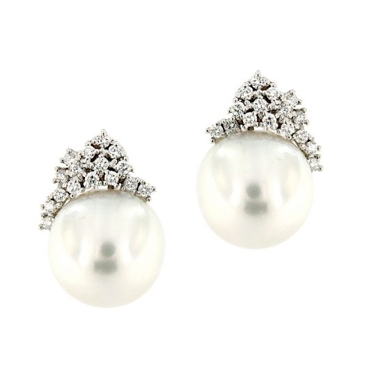orecchini con diamanti e perle
