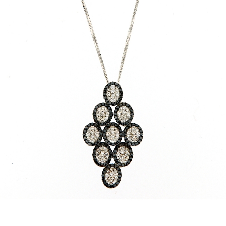 Collana con pendente in diamanti bianchi e neri