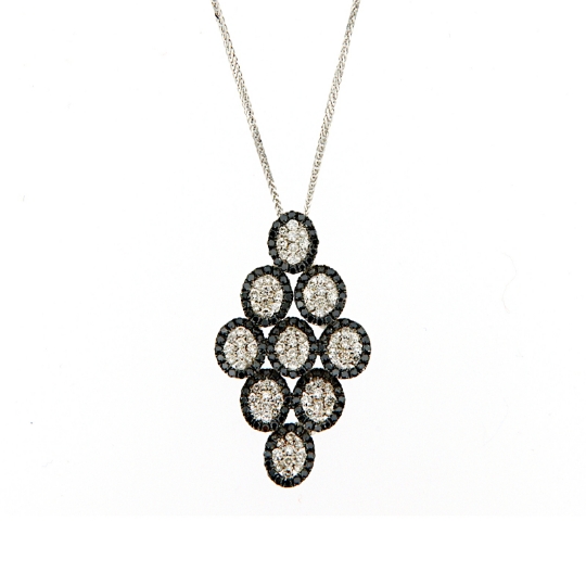 Collana con pendente in diamanti bianchi e neri