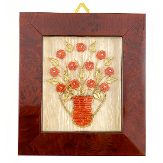 quadro con corallo vaso con fiori