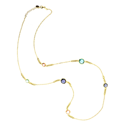 collana lunga in argento e pietre