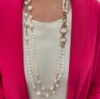 Collana lunga di perle ed argento 