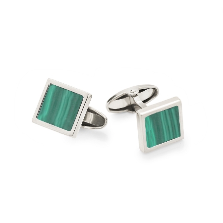 Gemelli in argento e malachite