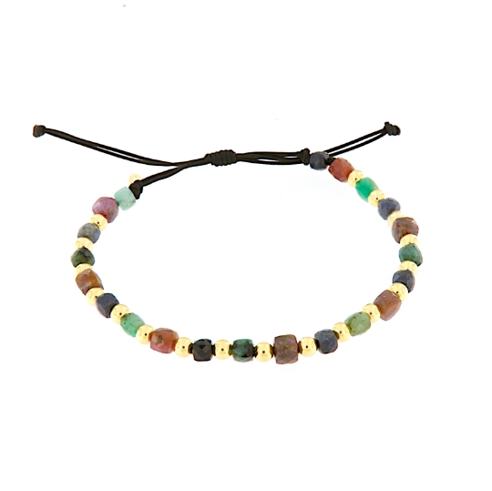 Bracciale da uomo in oro, smeraldi, zaffiri e rubini grezzi