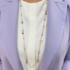 Collana lunga in argento acquamarina milky e perle