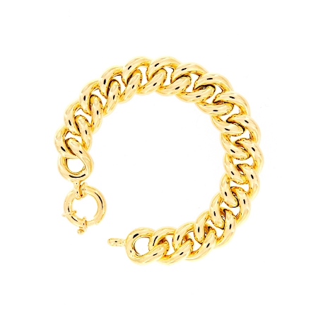 Bracciale in argento maglia grumette dorata