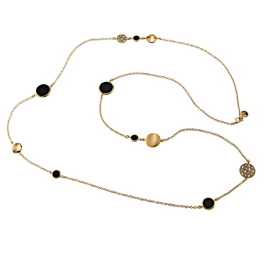 collana in argento dorato zirconi e onice
