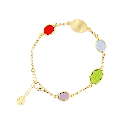 bracciale argento dorato e paste vitree