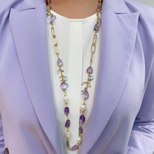 Collana Donna In Argento 925 Con Pietra Cuore – Scegli Tra Ametista, Granato, Citrino, Topazio, Zaffiro – Regalo