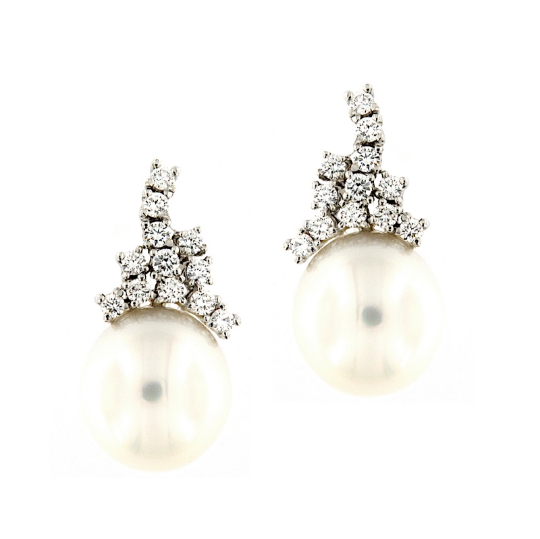 Orecchini cascata diamanti e perle