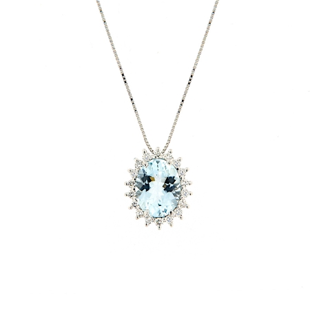 Collana con pendente in acquamarina e diamanti