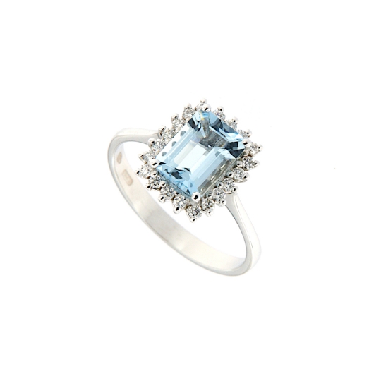 Anello girato con acquamarina e diamanti
