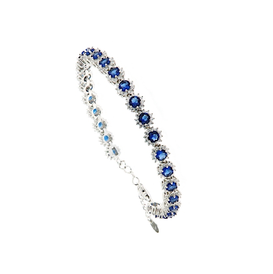 Bracciale tennis in argento con zirconi blu e bianchi