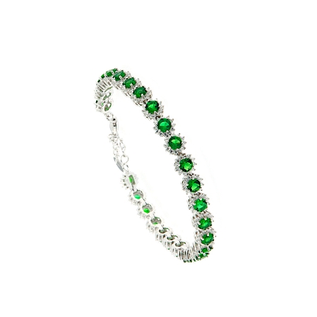 Bracciale tennis in argento con zirconi verdi e bianchi