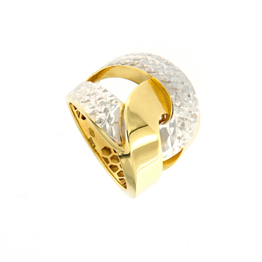 Anello abbraccio lucido e sfaccettato in oro