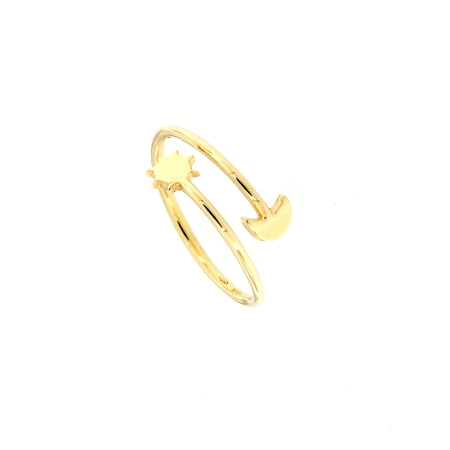Anello contrariè in oro sole e luna