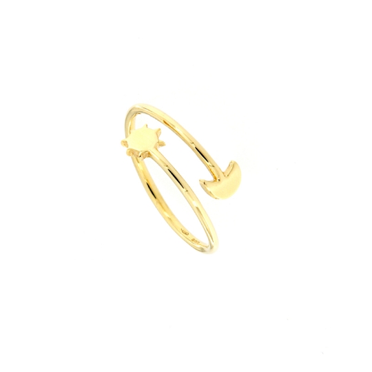Anello contrariè in oro sole e luna