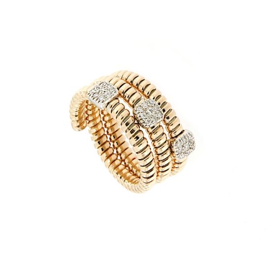 anello a spirale maglia tubogas con diamanti