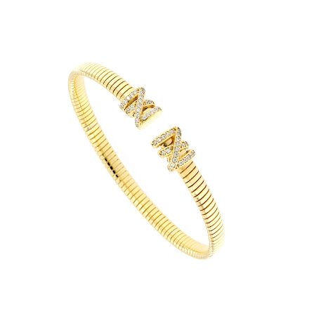 Bracciale rigido in argento tubogas con zirconi