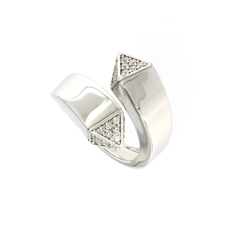 Anello contrariè in argento e zirconi