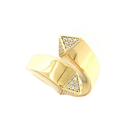 Anello contrariè in argento dorato e zirconi