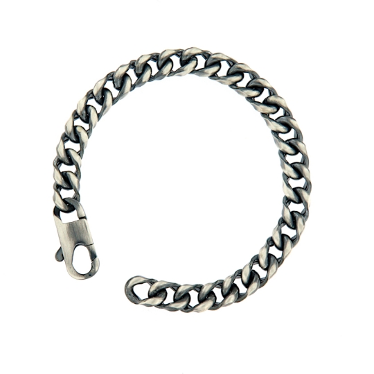 Bracciale in argento brunito da uomo