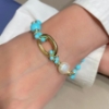 Bracciale in argento turchese e perle 