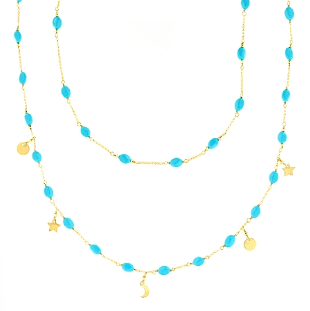 collana lunga argento e pasta di turchese