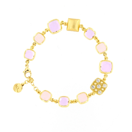 Bracciale in argento e paste vitree rosa e lilla