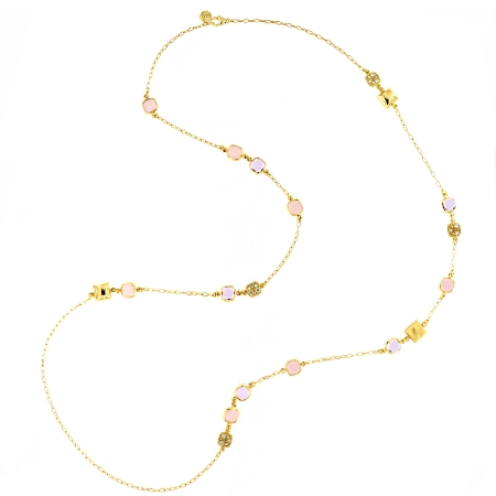 Collana lunga in argento Aquaforte con zirconi e paste vitree