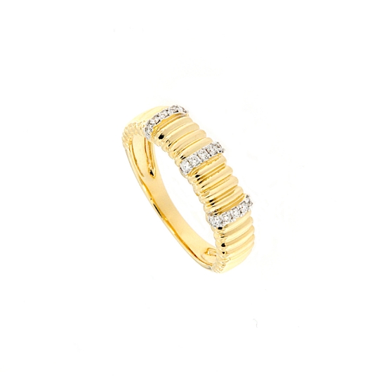 Anello fascia tubogas in oro giallo e diamanti