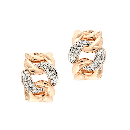 Orecchini maglia grumette in oro rosa e diamanti