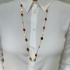 Collana lunga in argento dorato ed ambra 