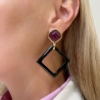 Orecchini in argento pendenti con ametista ed argento