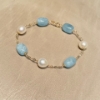 Bracciale in oro perle ed acquamarina 