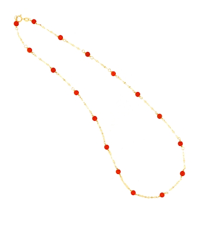Collana in oro e sfere di corallo