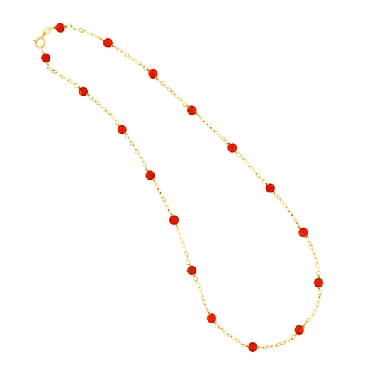 Collana in oro e sfere di corallo