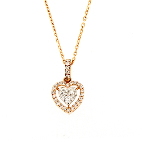 Collana a cuore in oro rosa e diamanti
