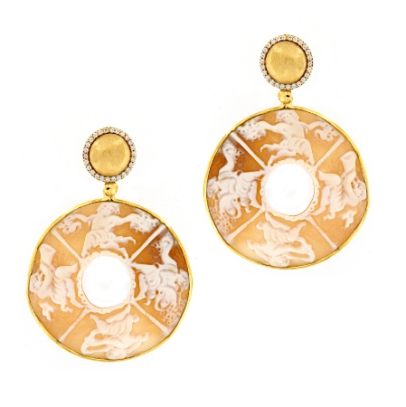 Orecchini in argento pendenti con cammeo
