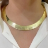 Collana in argento dorato piatta a fettuccia
