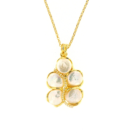 Collana con pendente in argento perle e  zirconi
