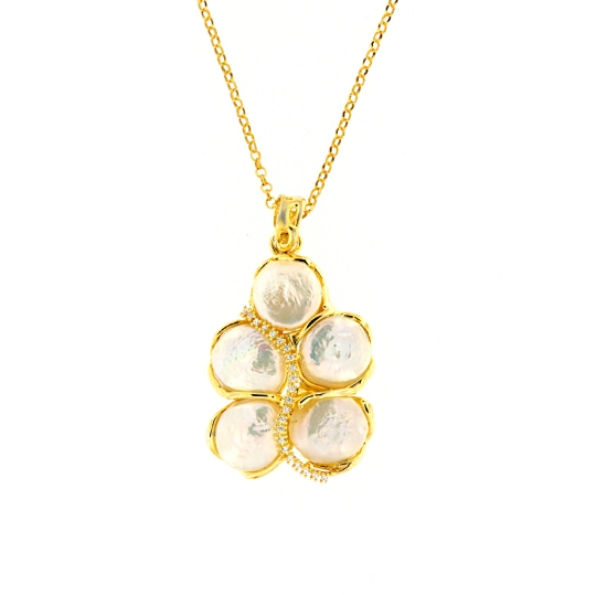 Collana con pendente in argento perle e  zirconi