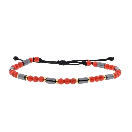 Bracciale in corallo ematite ed oro
