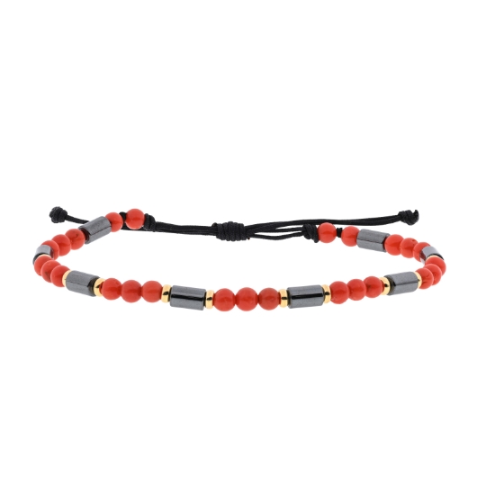 Bracciale in corallo ematite ed oro
