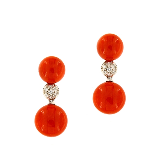 Orecchini pendenti con corallo e diamanti