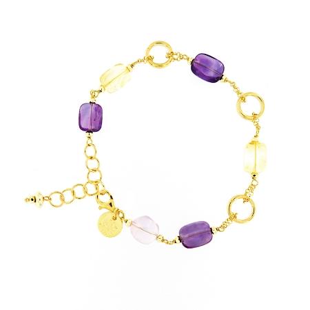 Bracciale in argento con ametista e citrino