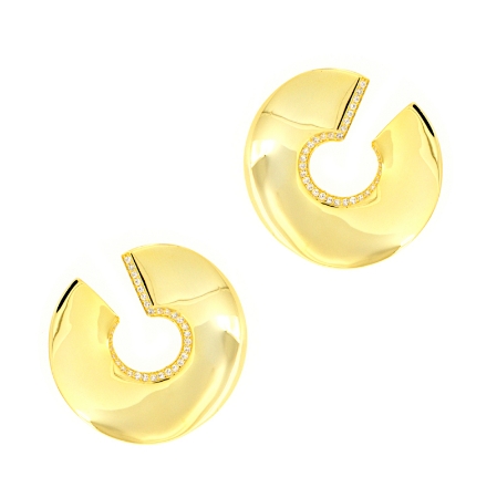 Orecchini a cerchio piatto in argento con zirconi