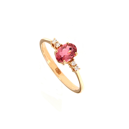 Anello tormalina rosa e diamanti