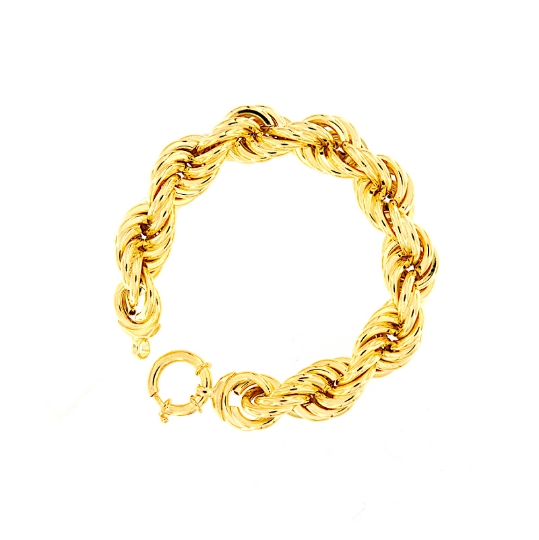 Bracciale maglia a corda in argento dorato