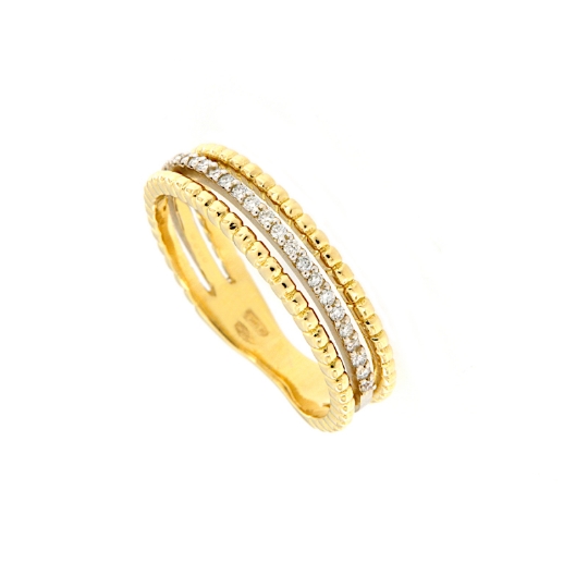 Anello a fascia sottile a fili in oro e diamanti